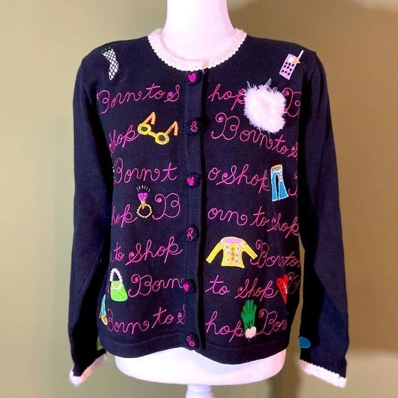 BEREK by Takako  Sakon NWOT embroidered Born to Shop Cardigan M - Picture 2 of 12